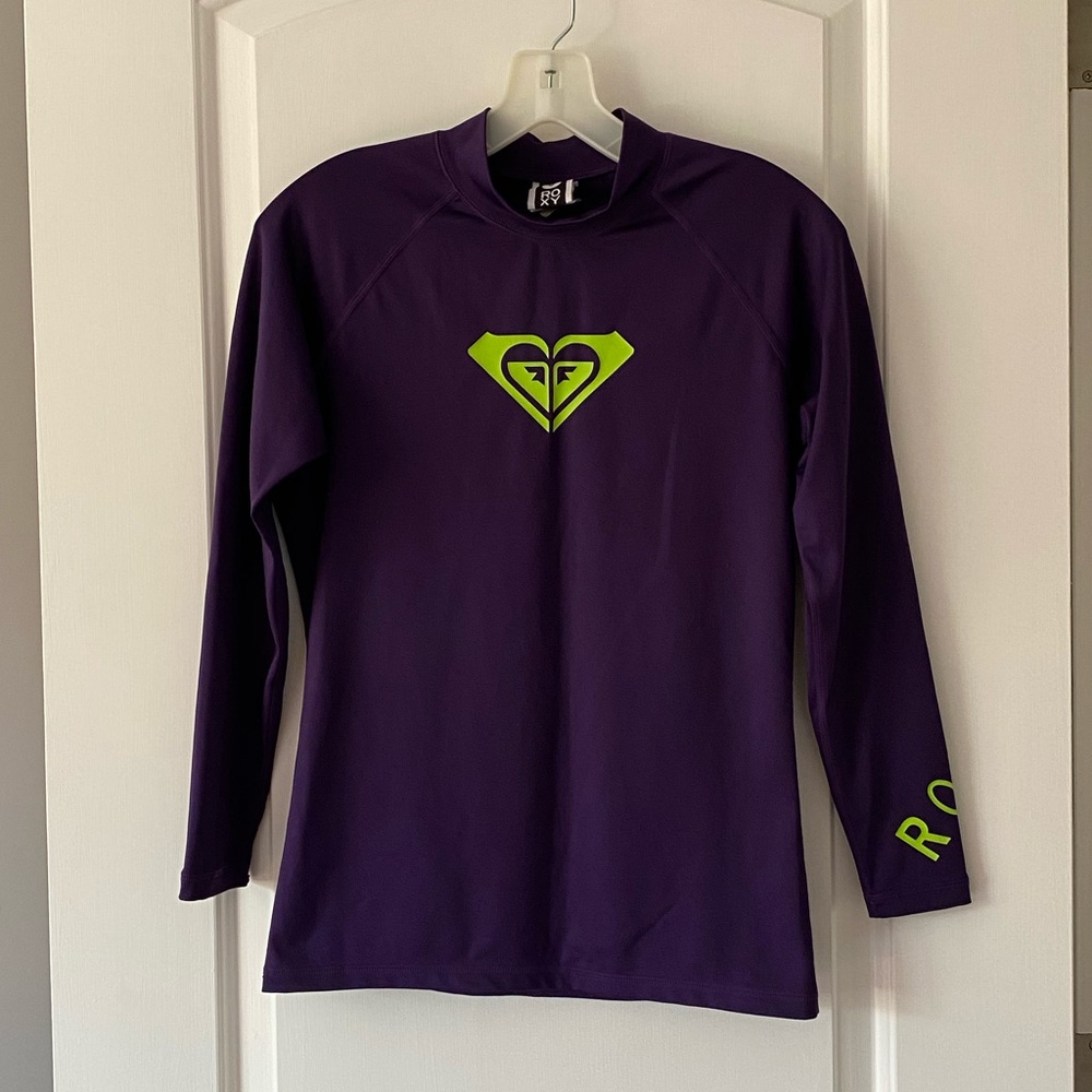 Roxy Kids Swim Rash Guard - Purple with Lime Logo